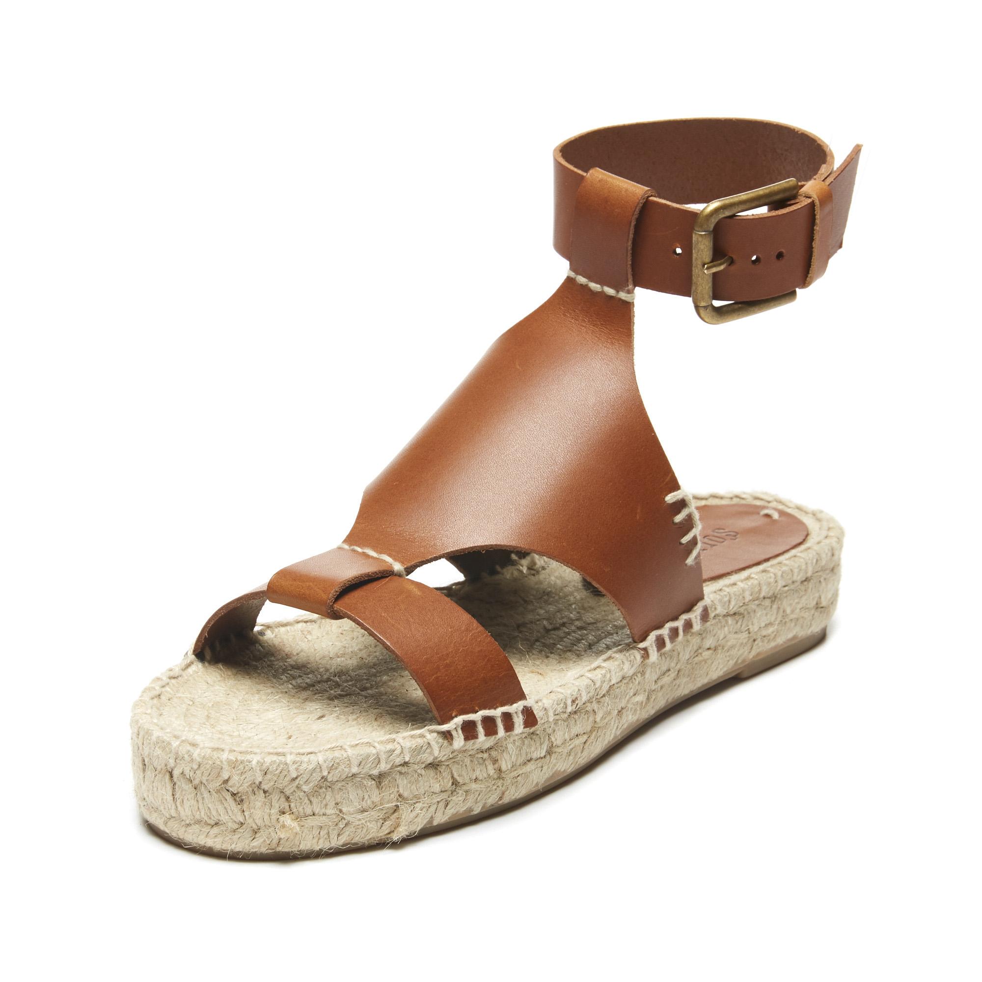 Soludos Banded Shield Open Toe Leather Sandals in Brown | Lyst