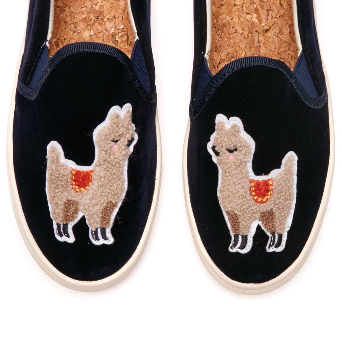 Soludos Velvet Llama Sneaker in Navy 