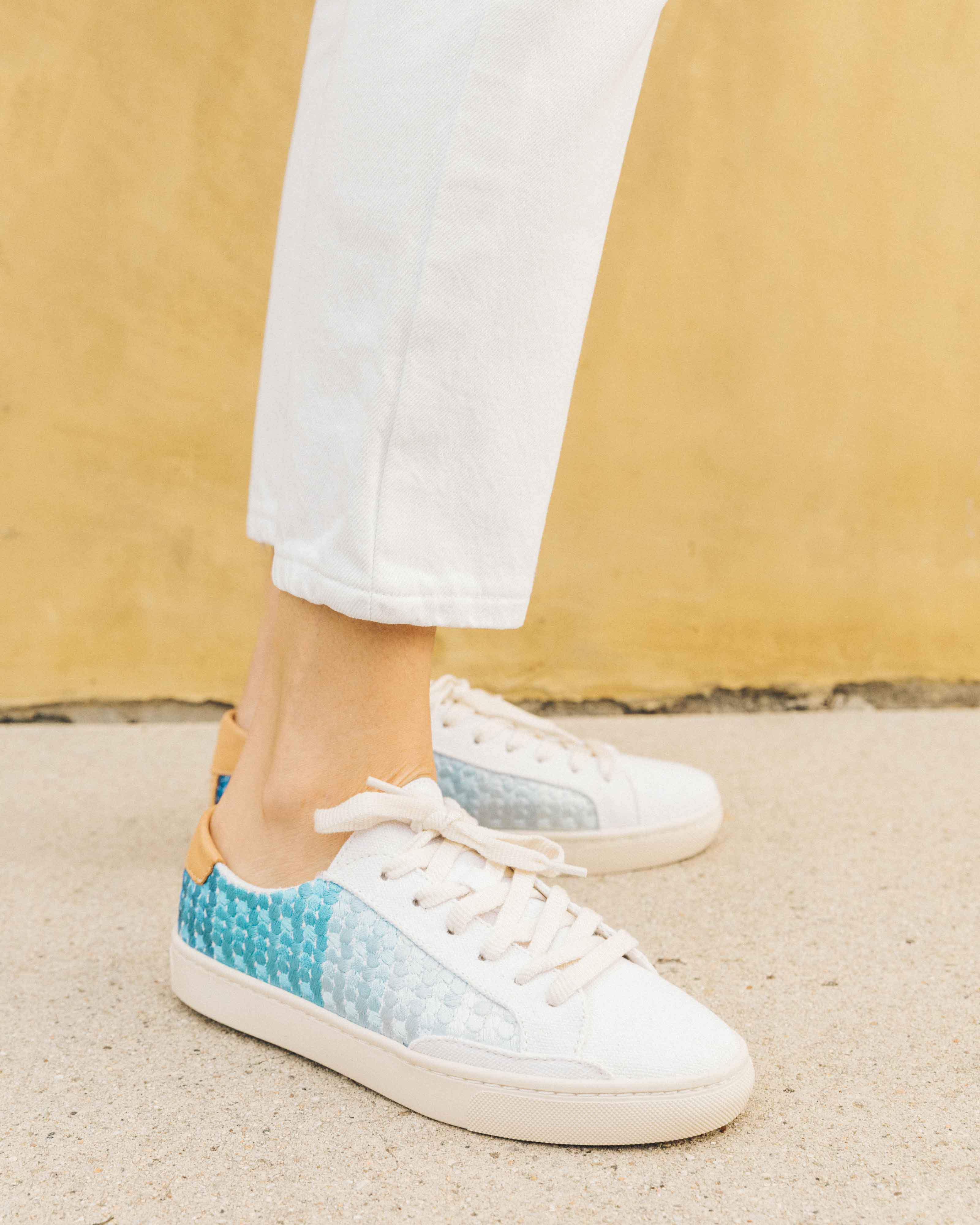 Soludos Linen Embroidered Ombre Sneaker 