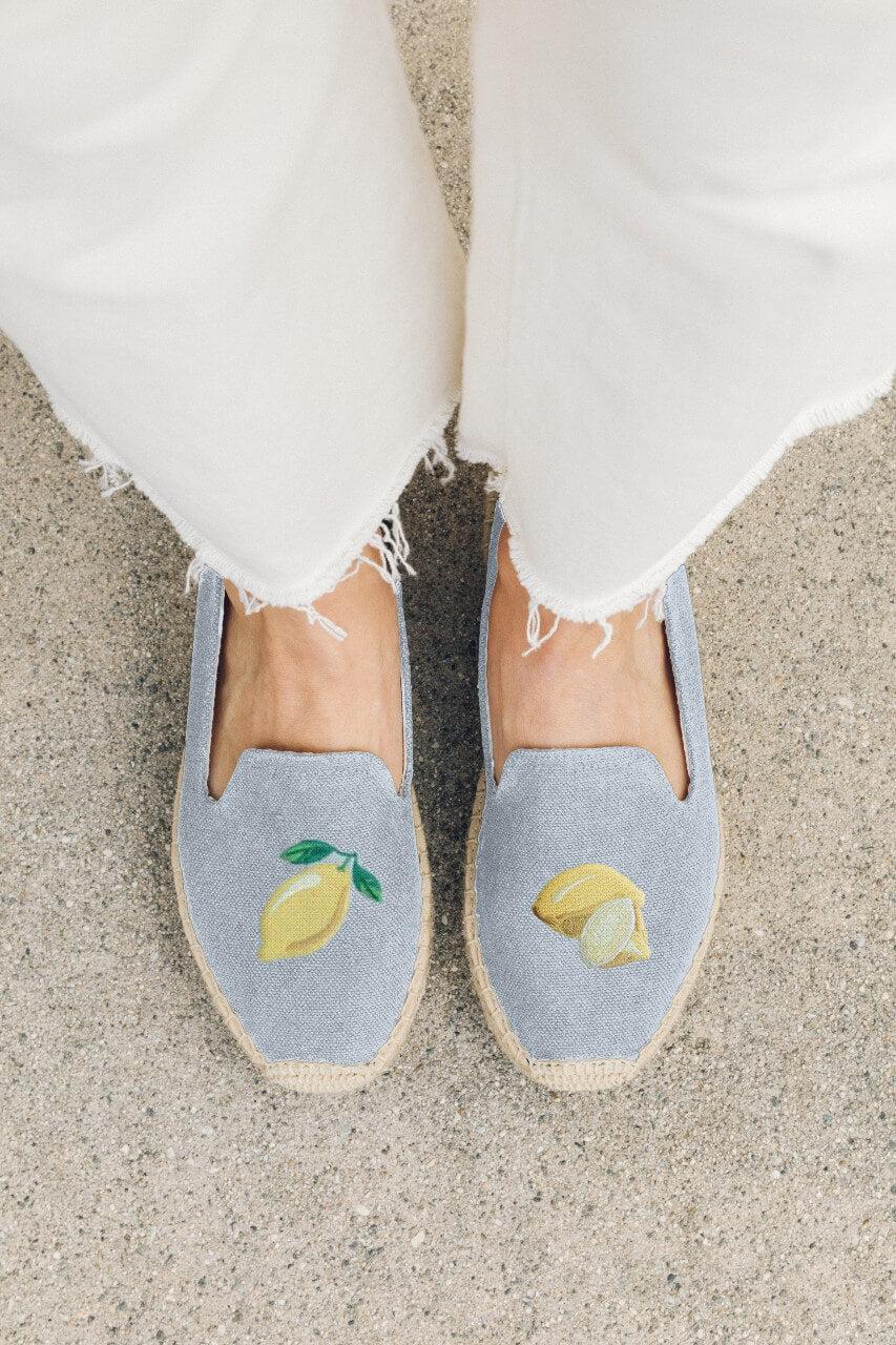 Soludos The Seville Smoking Slipper Lemon Chambray in Blue Lyst