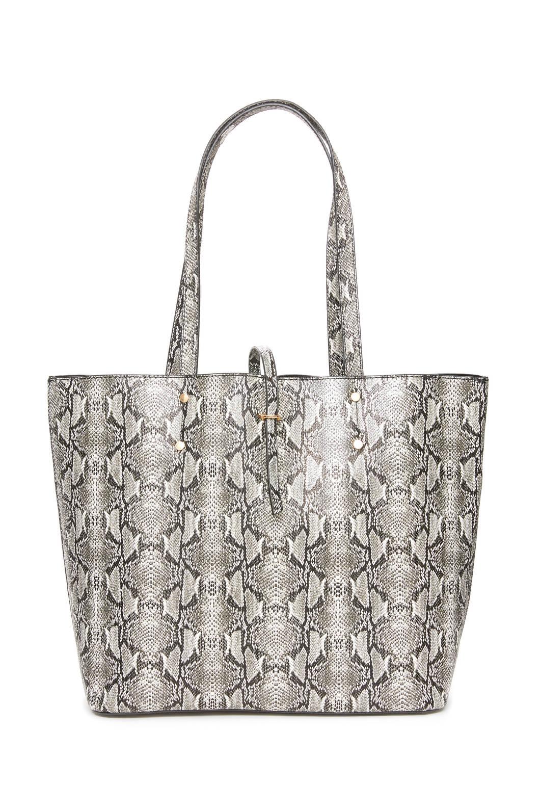snakeskin tote handbag