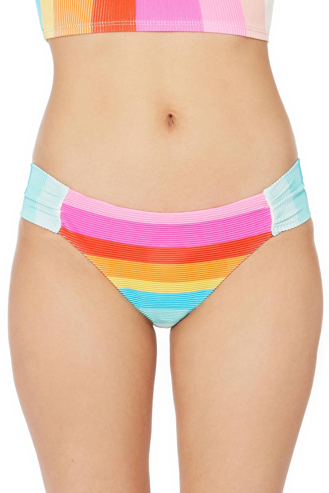 Trina Turk Sunrise Stripe Shirred Hipster Bikini Bottom Multi In Purple 