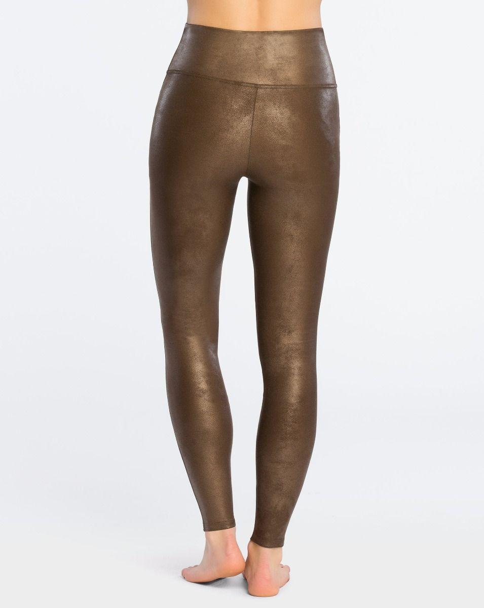Spanx Faux Leather Leggings in Bronze Metal (Brown) - Lyst