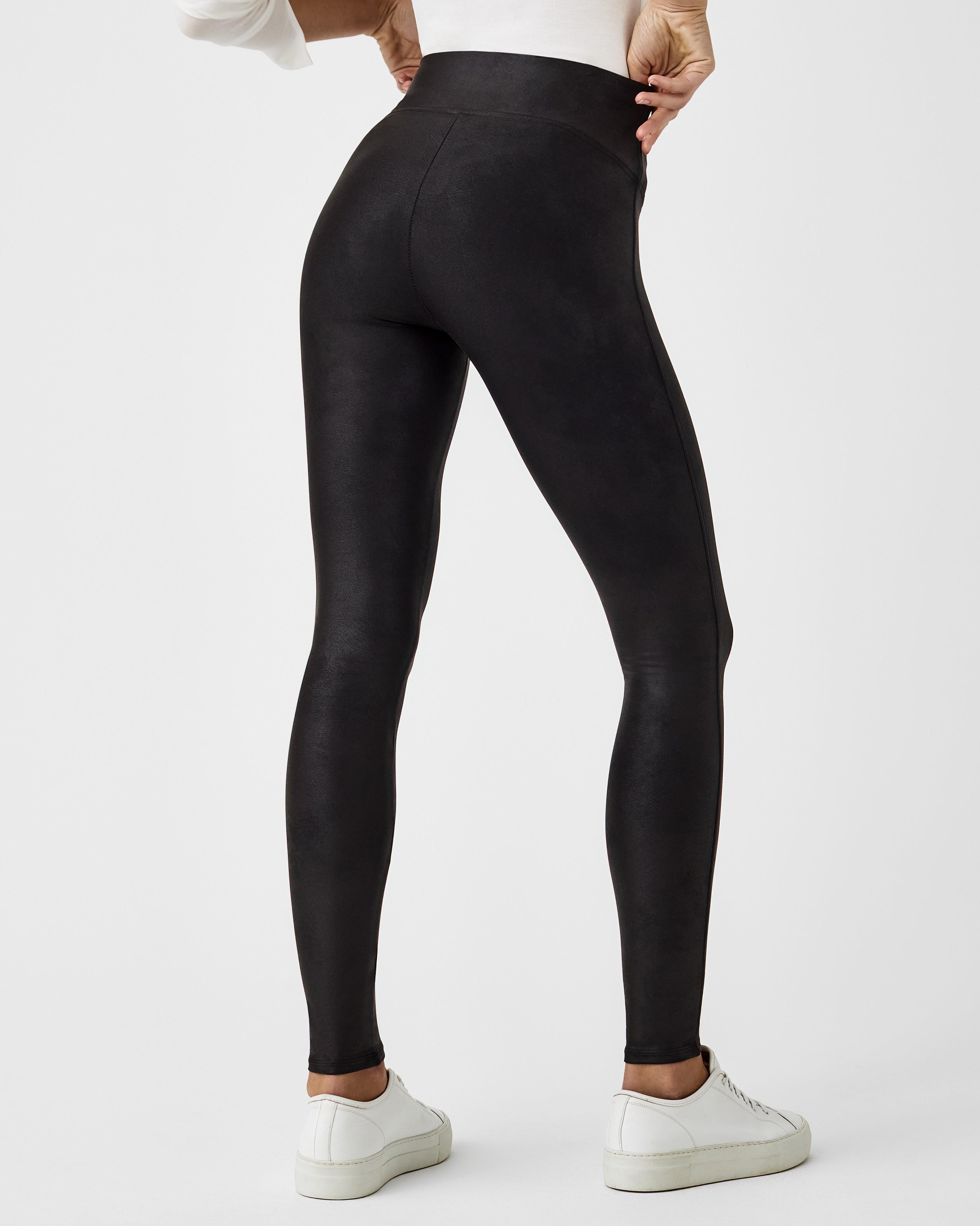 Spanx Faux Leather Fleece-lined Leggings in Black