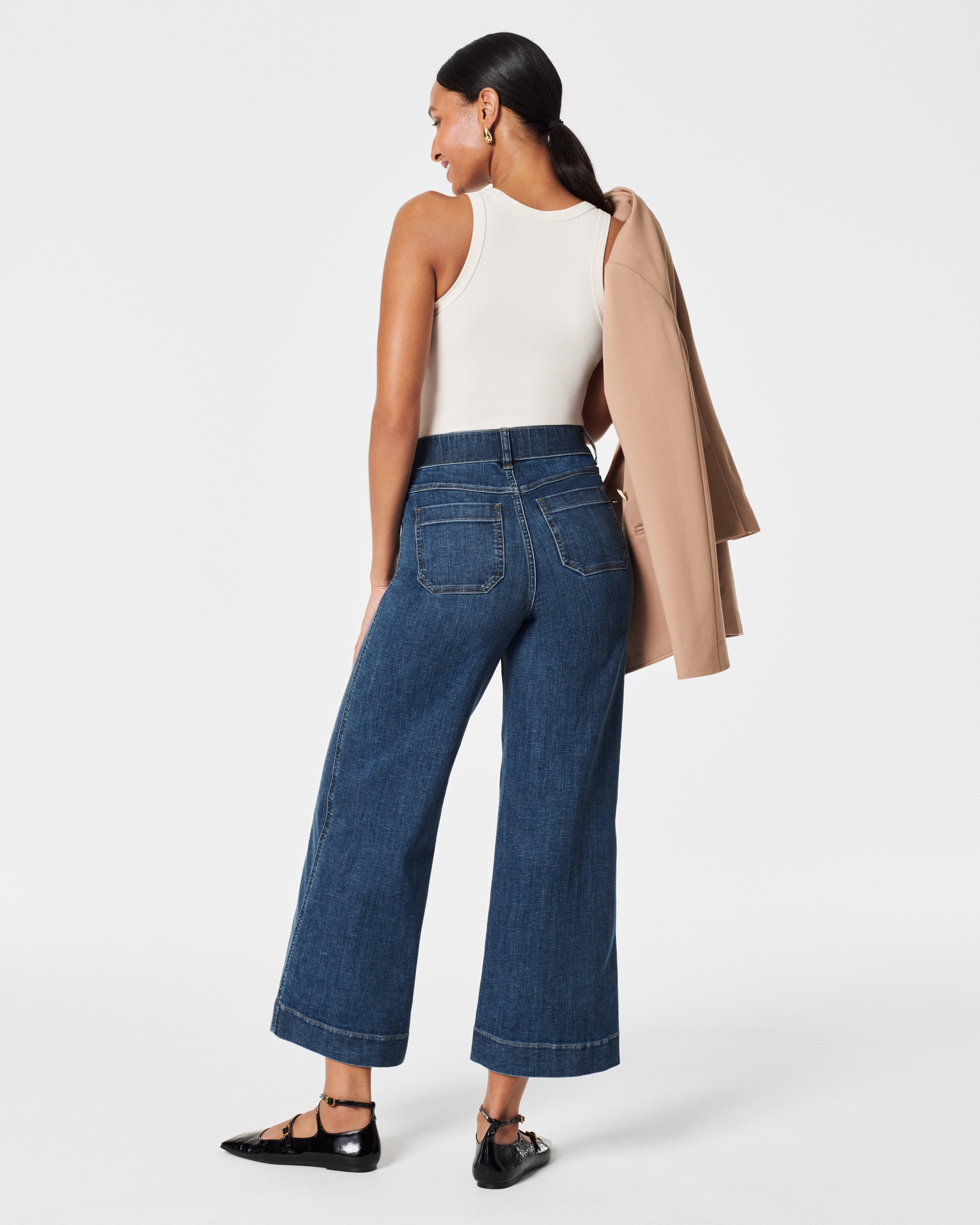 Spanx Cropped Wide-leg Jeans in Blue