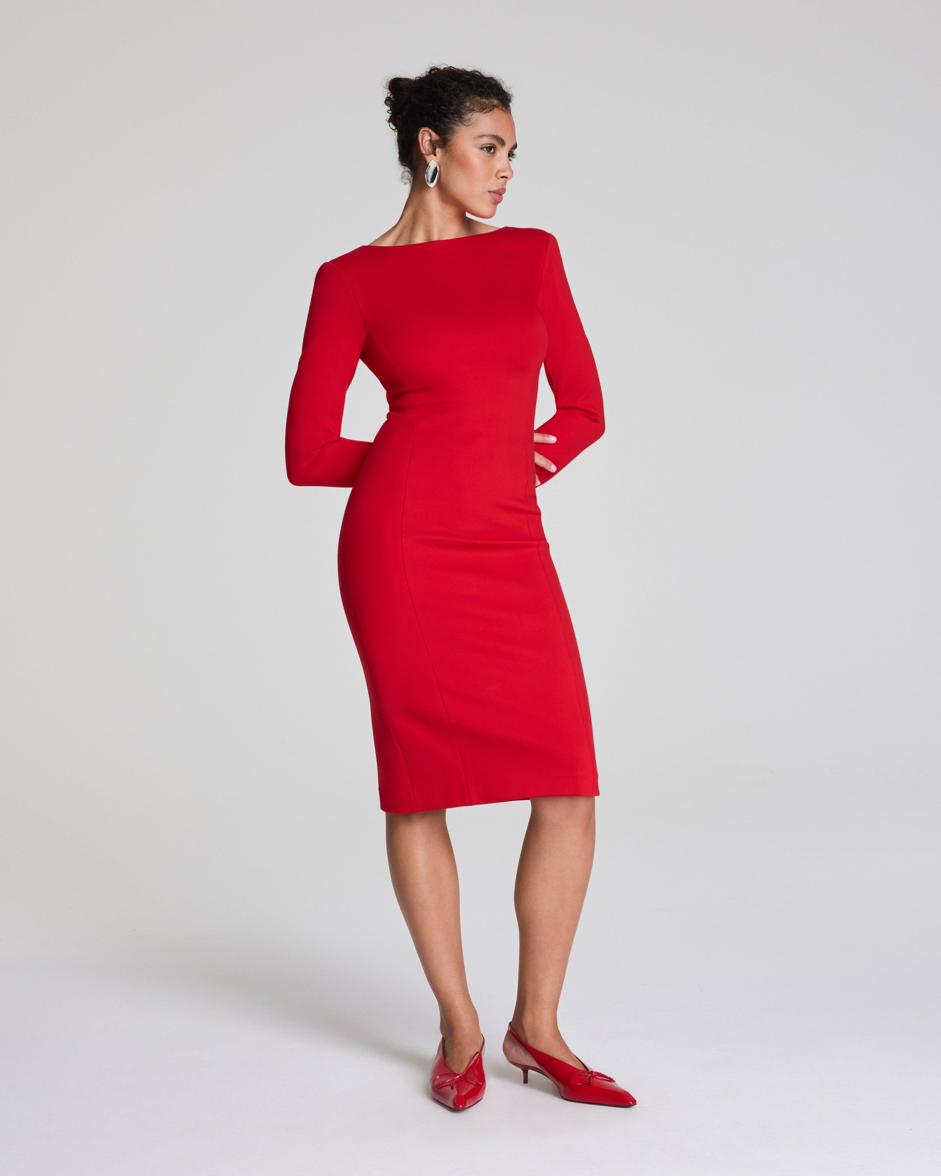 fitted lace wedding dress SPANXshape™ Red Get Moving V-Neck Dress main image 1
