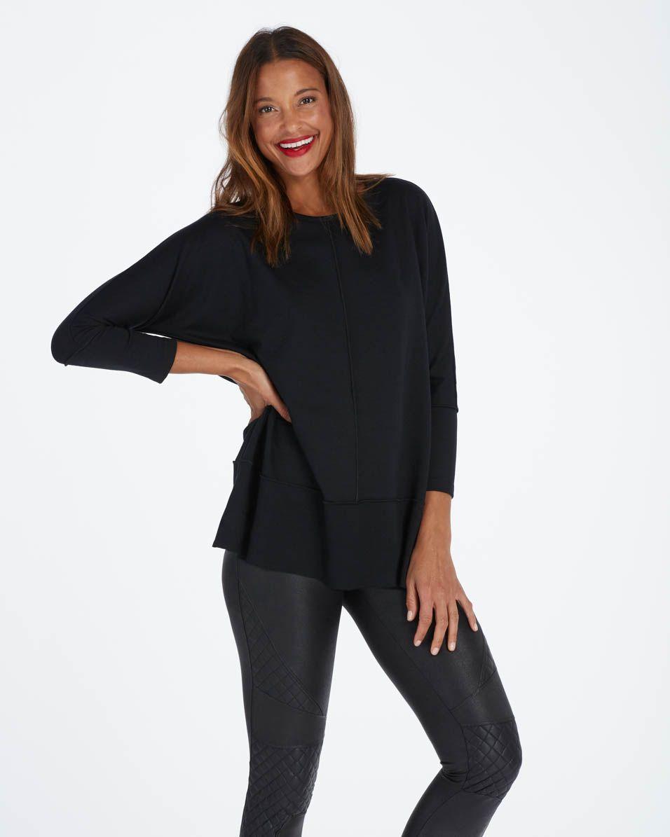 Spanx Synthetic Perfect Length Top, Dolman 3/4 Sleeve in Black - Lyst