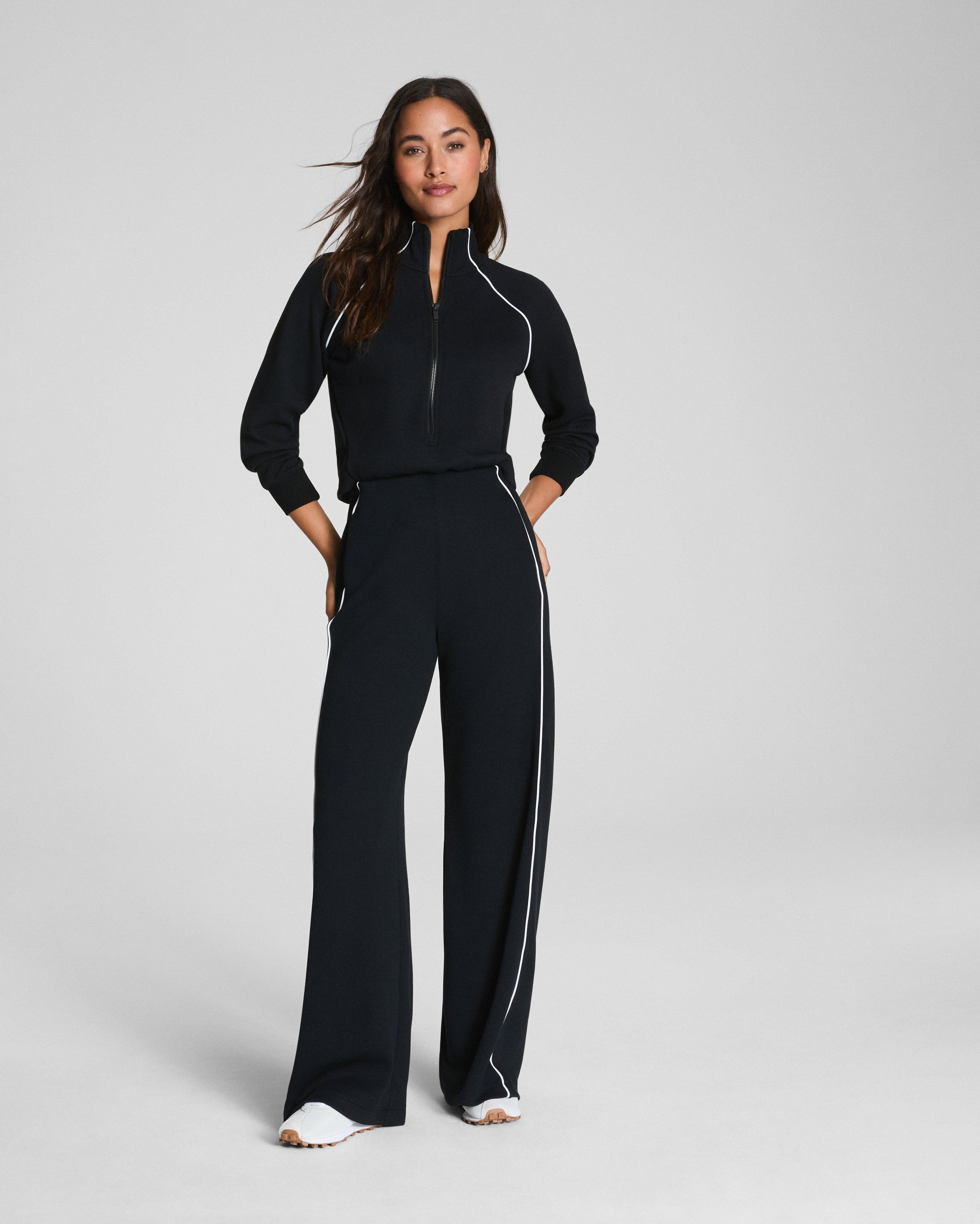 Spanx Airessentials Pique Half Zip Top Jumpsuit in Blue | Lyst
