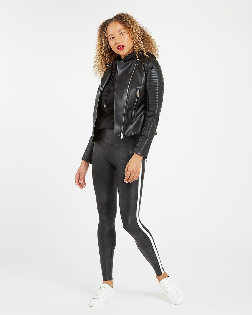 Spanx Faux Leather Side Stripe Leggings 