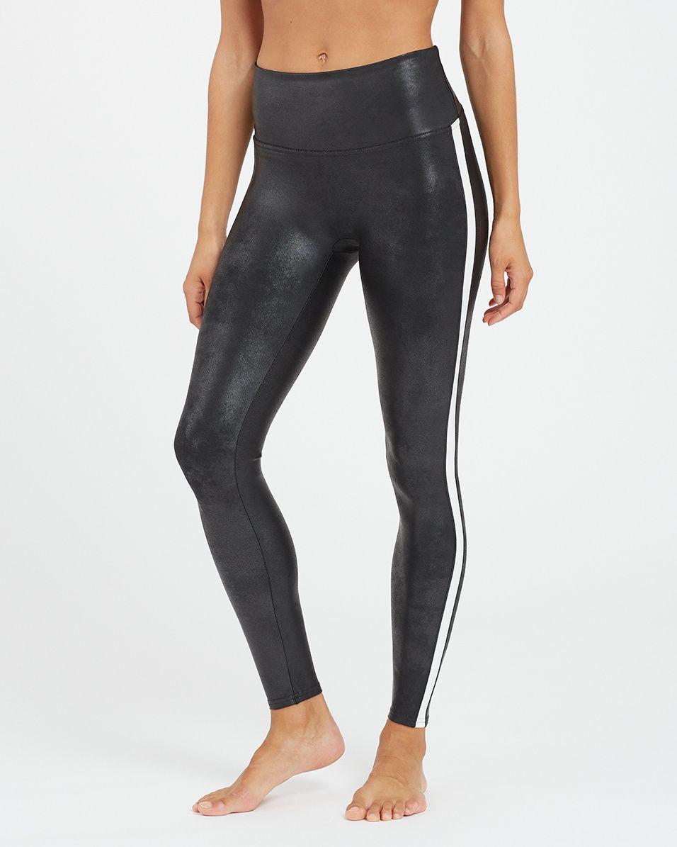 Spanx Faux Leather Side Stripe Leggings 