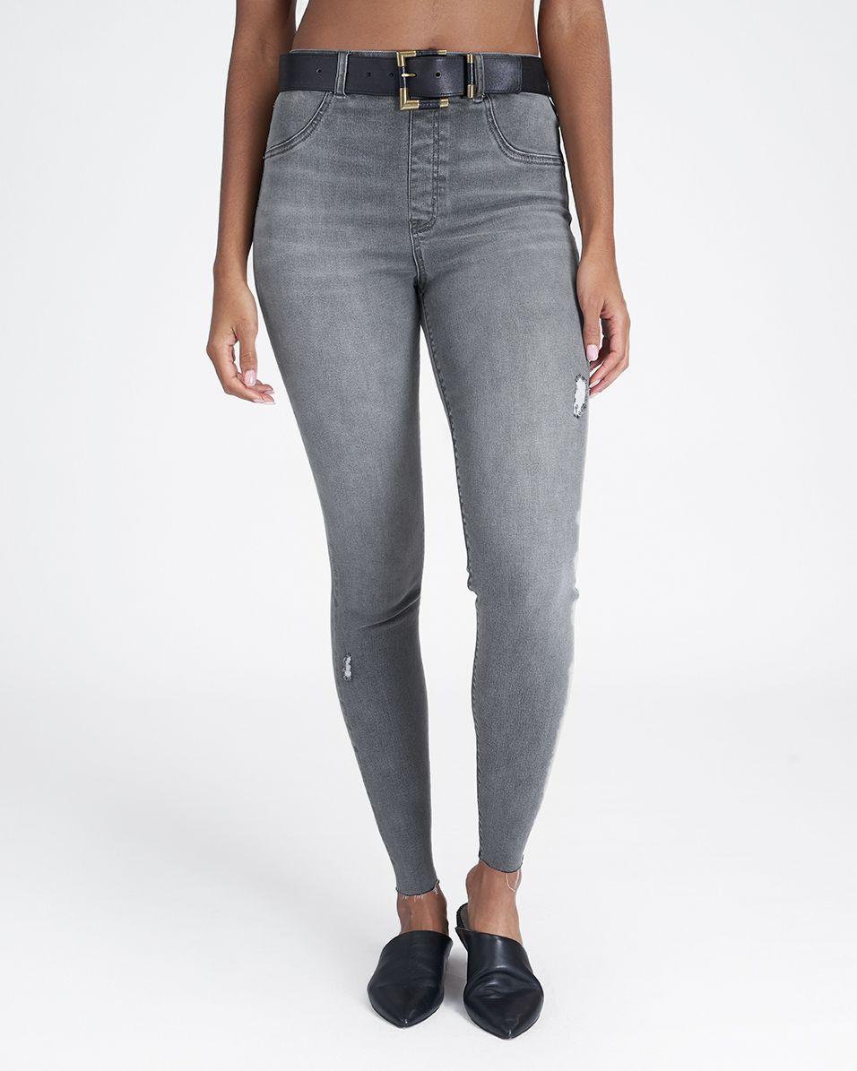 Spanx Denim Vintage Distressed Skinny Jeans in Vintage Grey (Gray) - Lyst