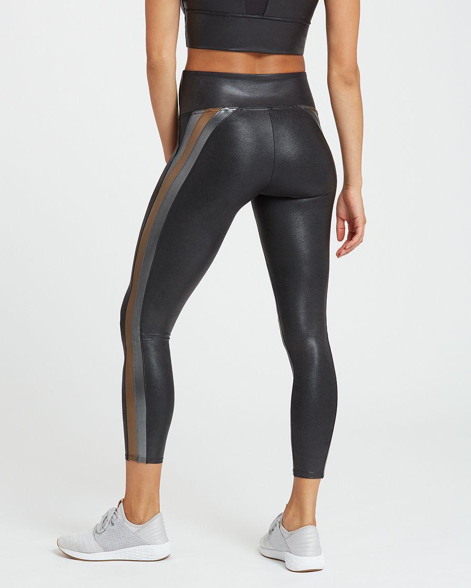 Spanx Faux Leather Side Stripe Leggings - Leggings from  UK