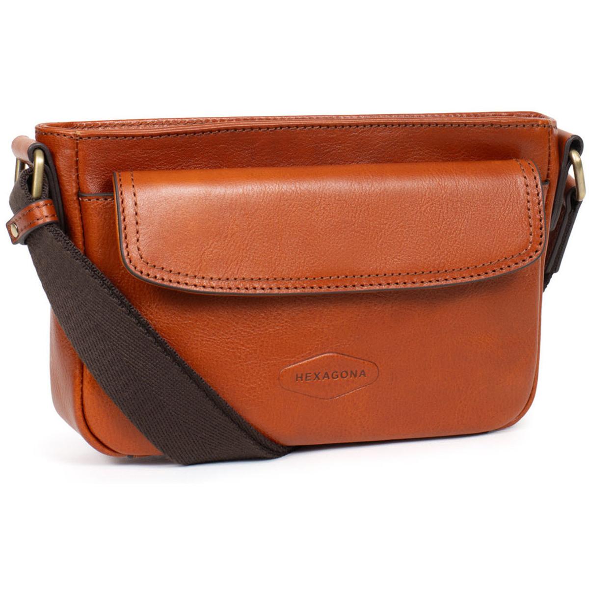 Sac Bandoulière Messager Evan Picone - Toile Orange, Doublure Marron - Occasion - Style Rétro Pratique