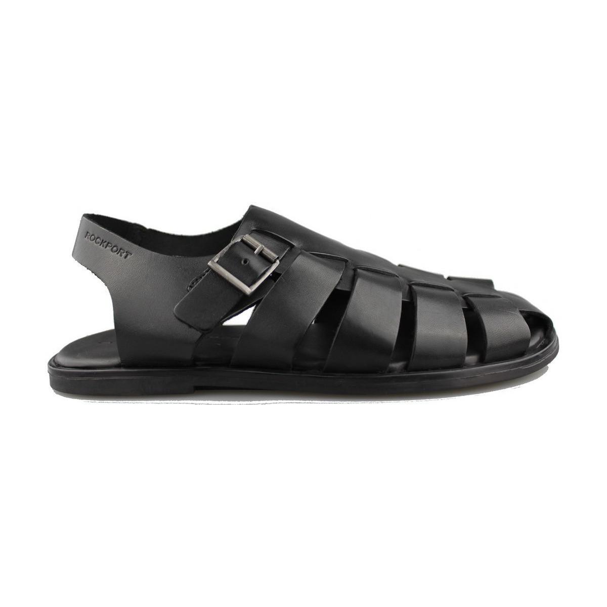 rockport black sandals