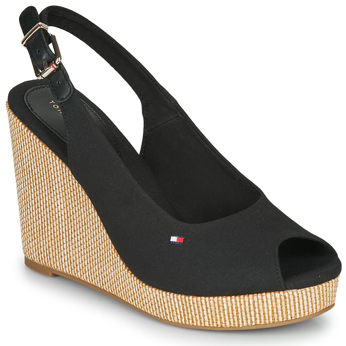 Schoenen voor voor Sandalen met sleehak Tommy Hilfiger Vrouwen Iconische  Elena Sling Back Wedge Espadrille Sandaal in het Zwart Dames Schoenen voor  voor Hakken voor Sandalen met sleehak allware.com.br