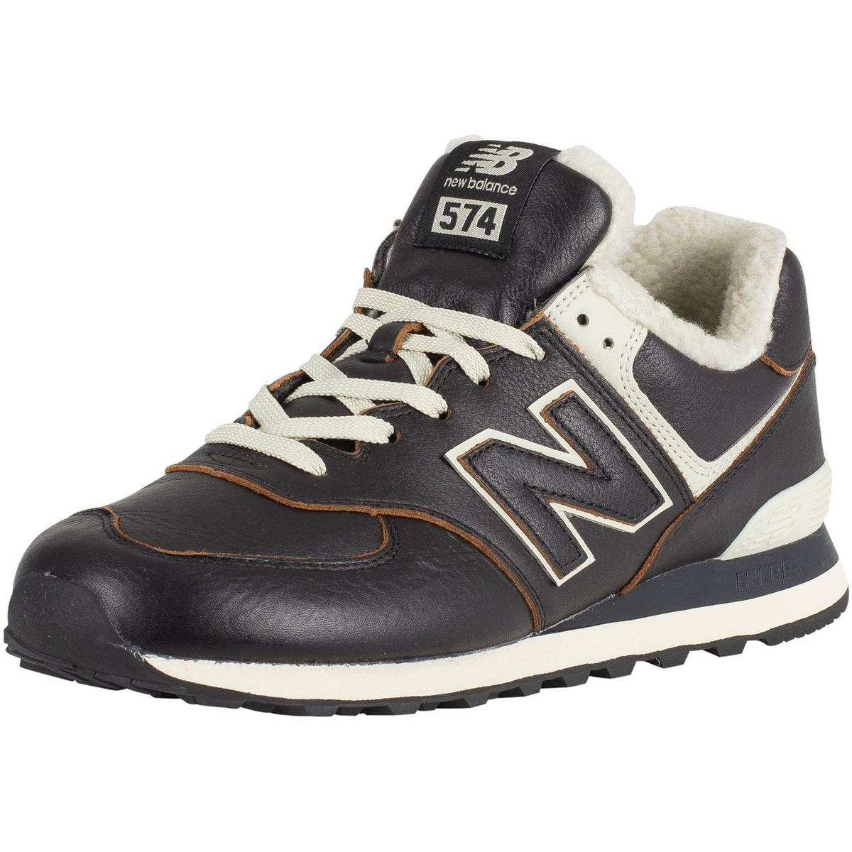 New Balance 574 Leather Sherpa Trainers 