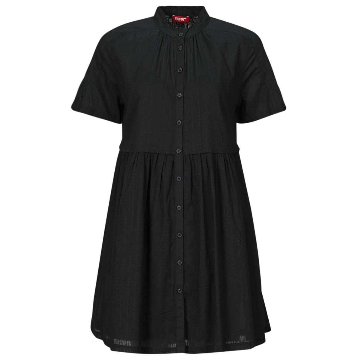 Robe Esprit Manches Courtes Noire Et Gris Clair - Taille 34, Coupe Trapèze élégante Et Décontractée
