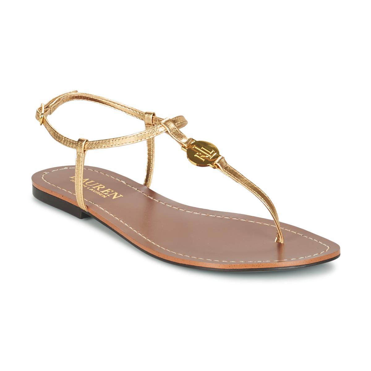 Ralph Lauren Leather Aimon Women's Sandals In Gold in Metallic - Lyst