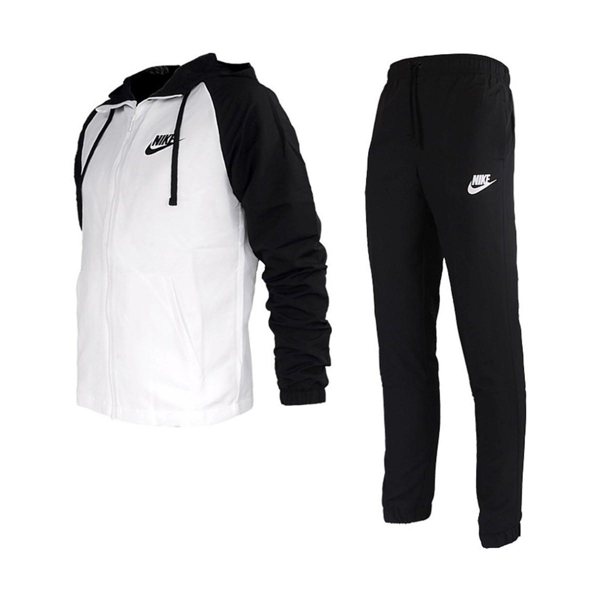 Nike Men Sportswear Woven Hooded Tracksuit Men's Tracksuits In White ...