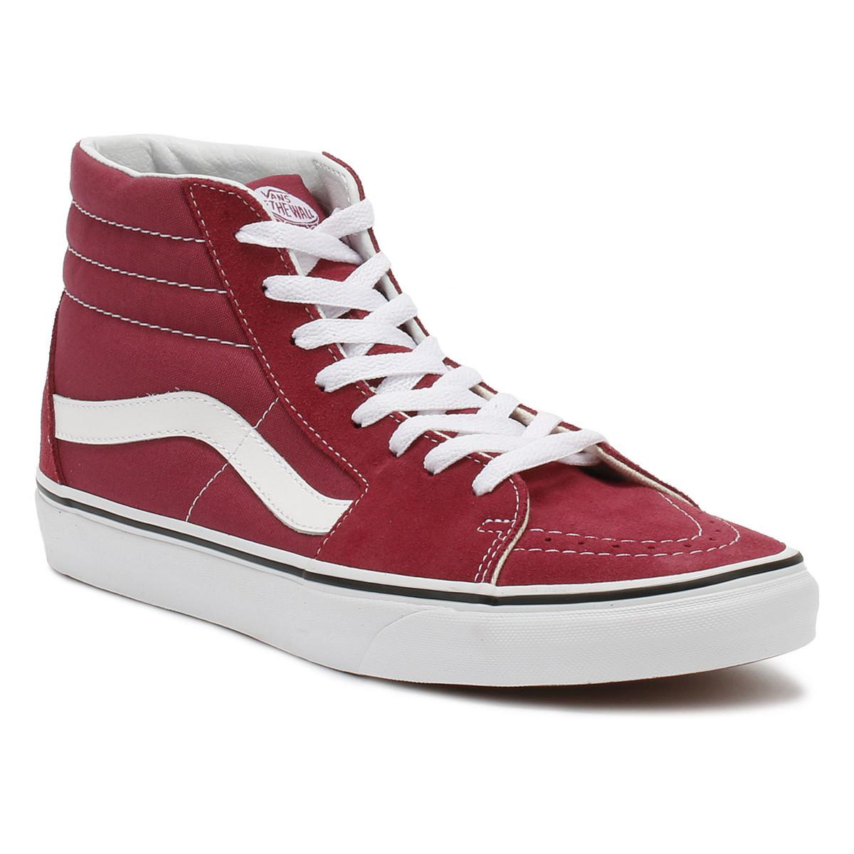 red and white high top vans