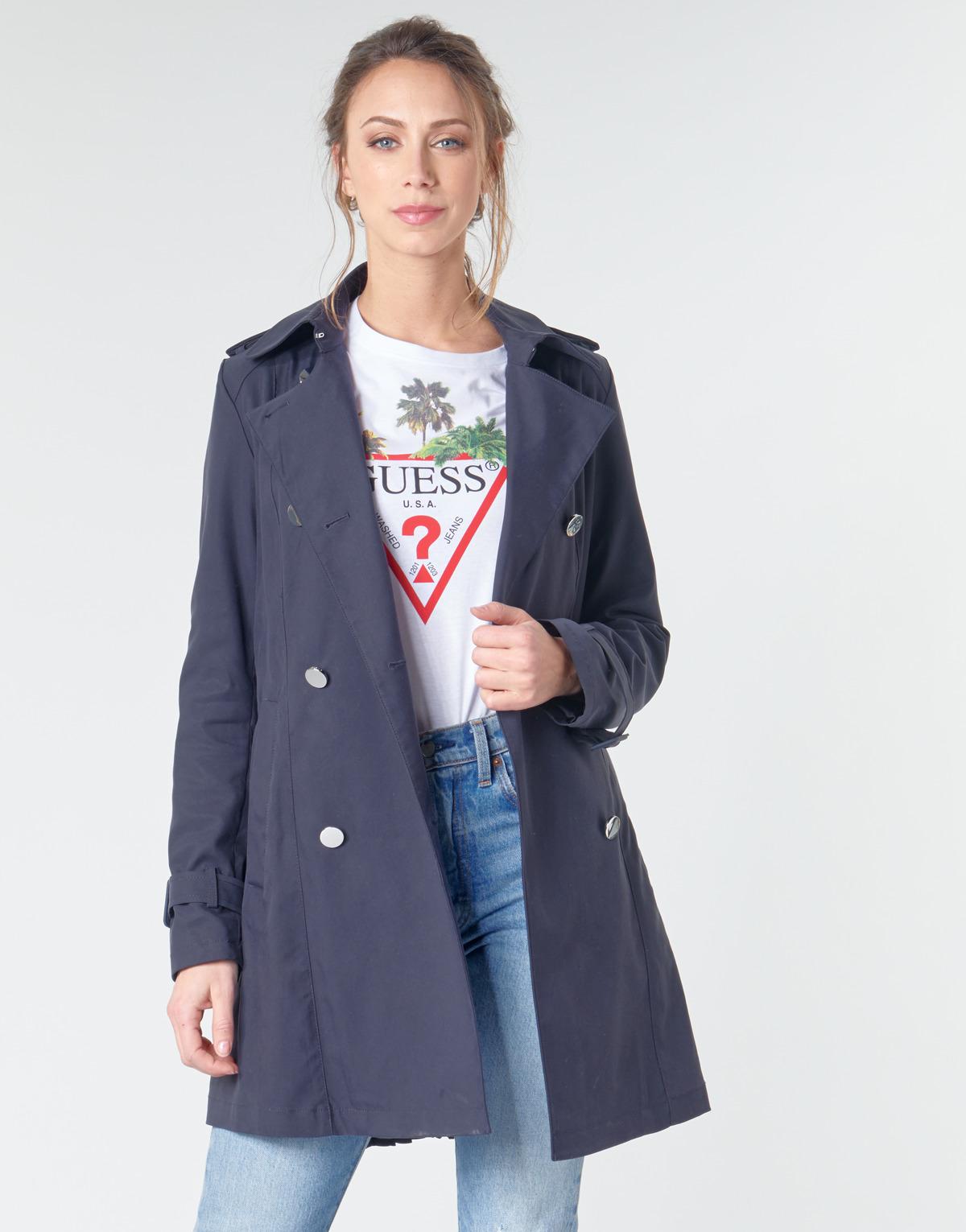 guess blue peacoat