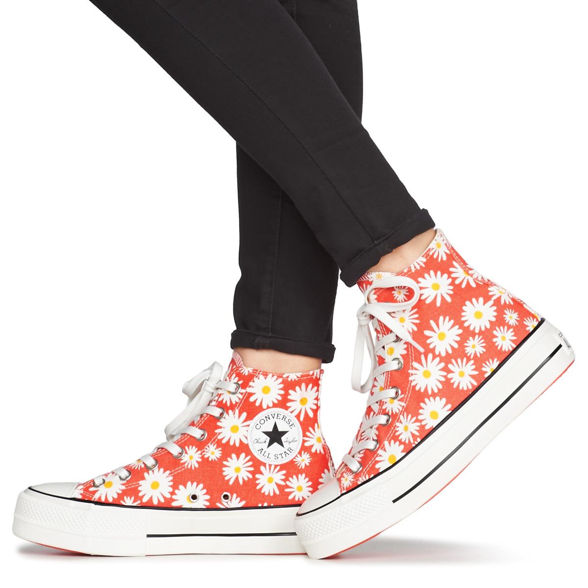 red daisy print converse