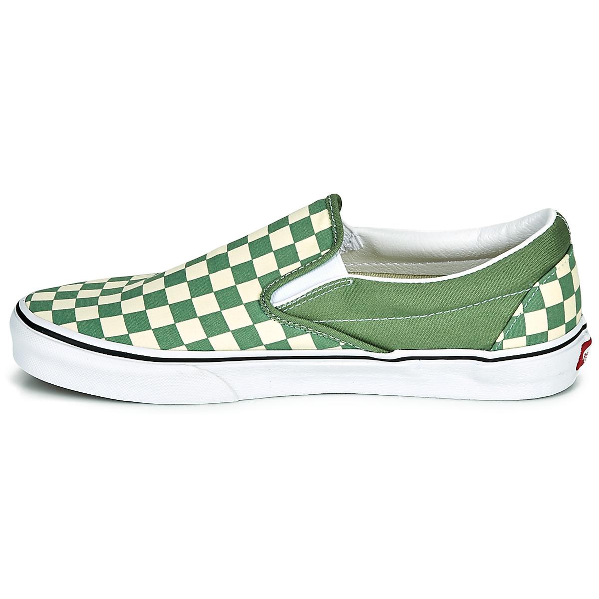 green checkered slip ons