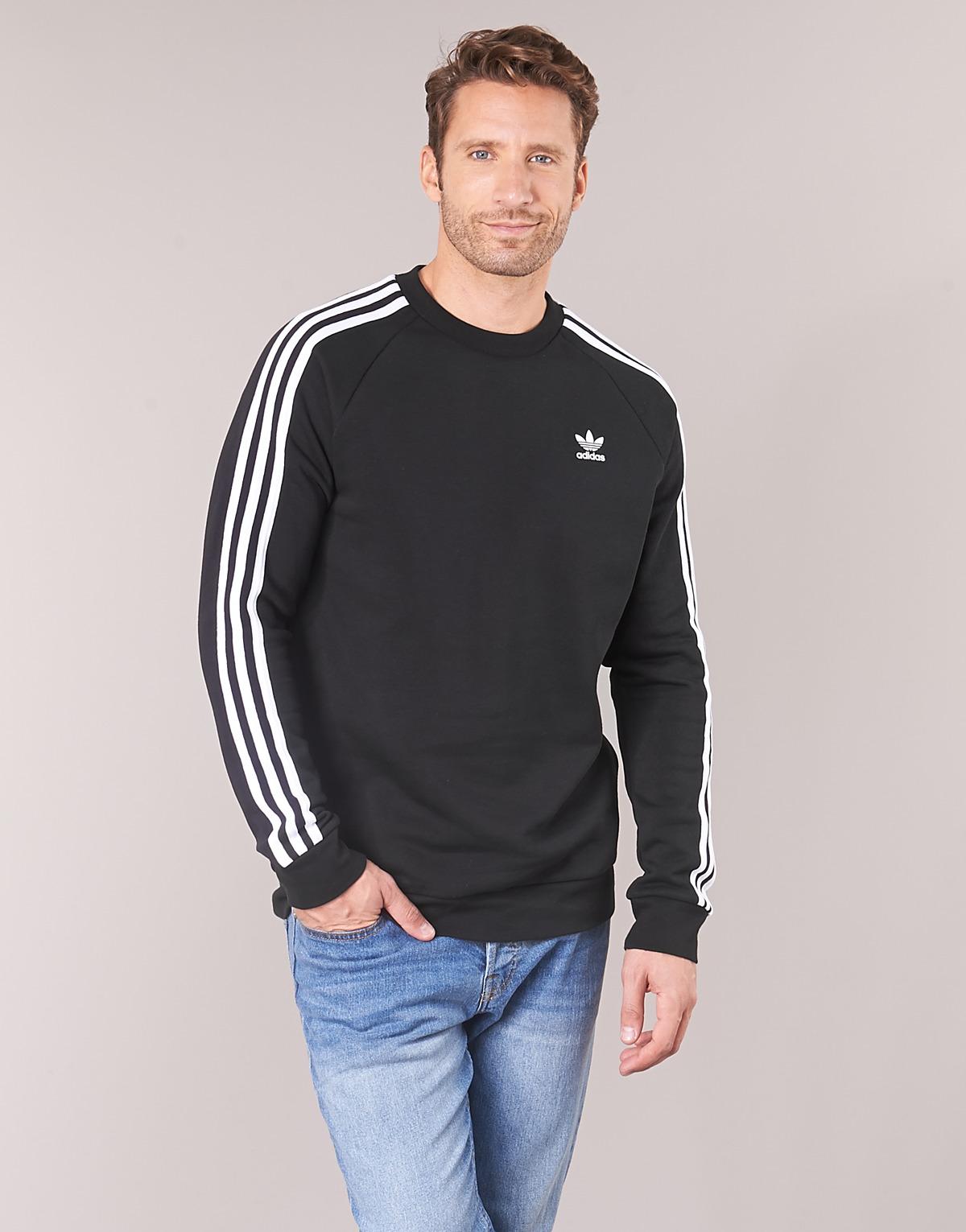 adidas 3 Stripes Crew Sweatshirt in Black for Men - Save 40% - Lyst
