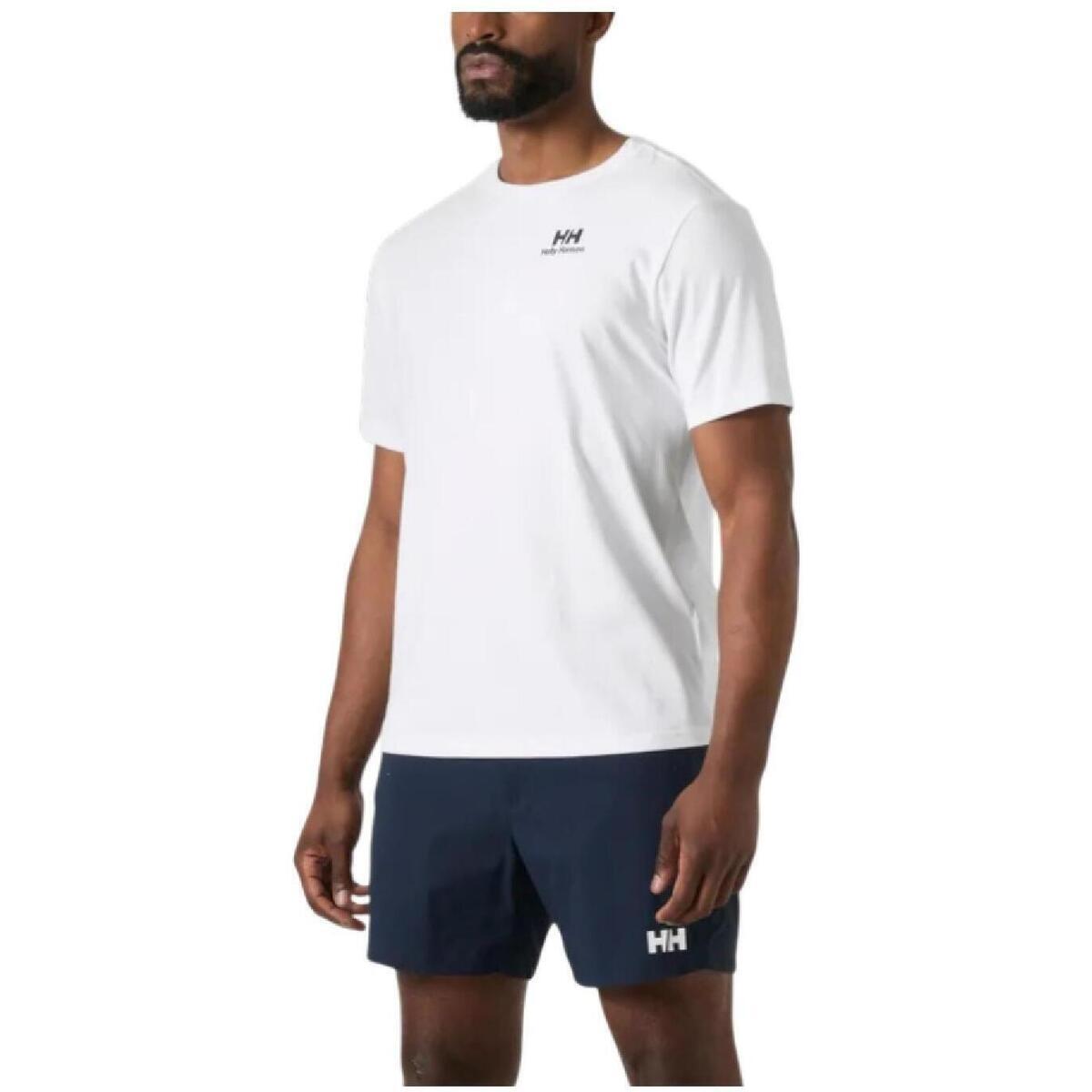 T-shirt Helly Hansen Homme Bleu Taille L Manches Courtes - État Correct