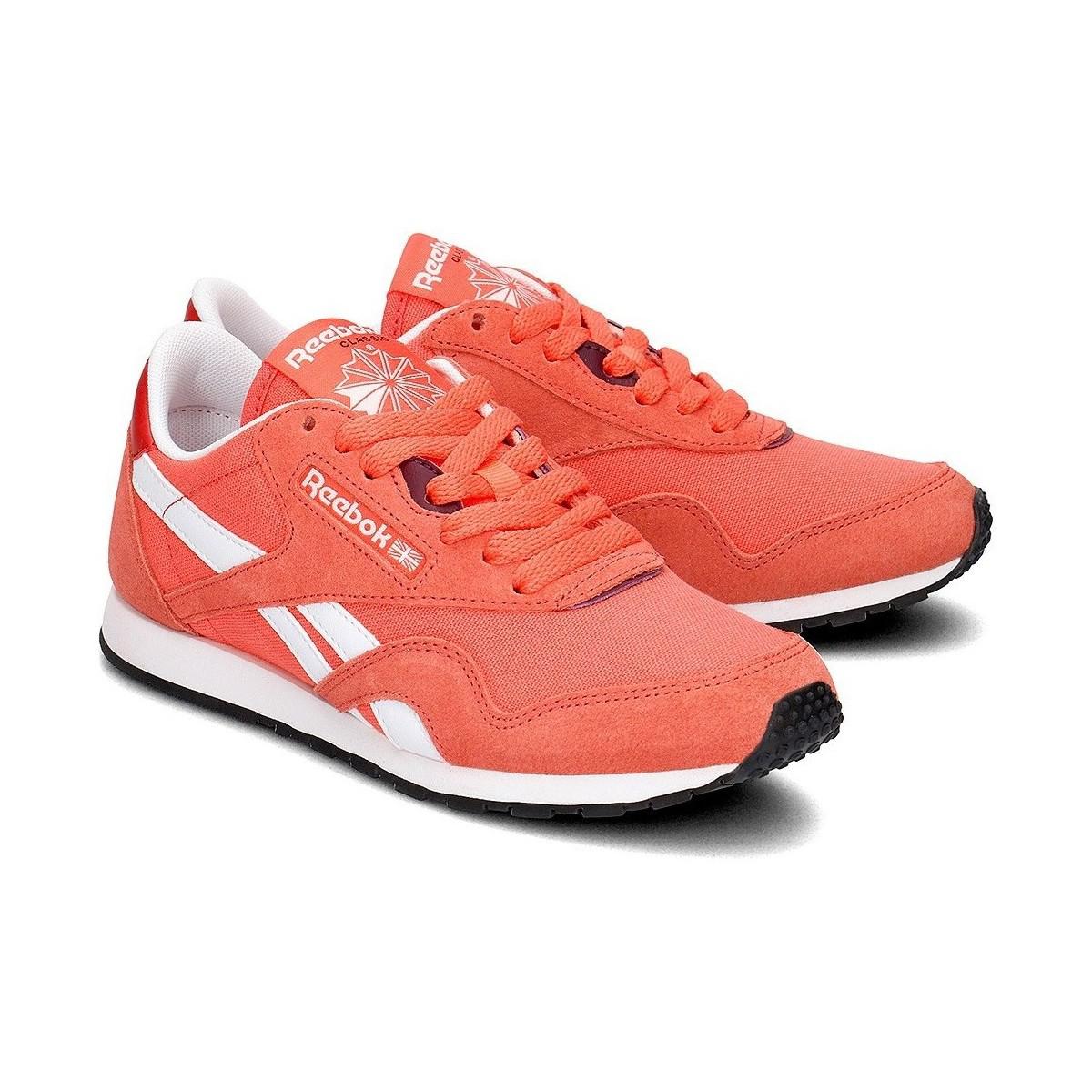 reebok classic nylon trainers in orange