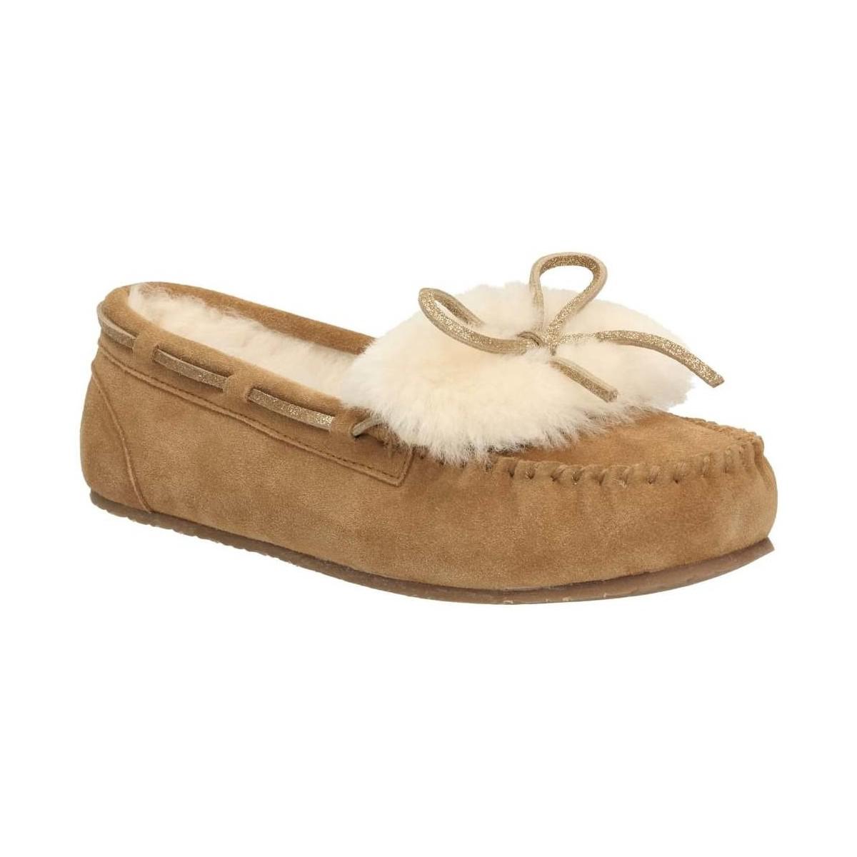 LADIES CLARKS FUR LINED MOCCASIN SLIPPERS WARM GLAMOUR