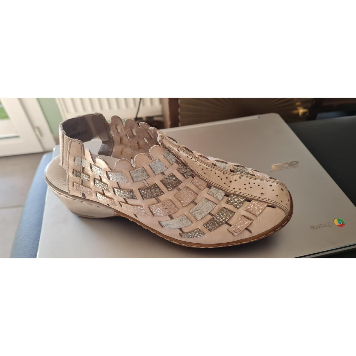 Chaussons à Enfiler Rieker L9353-62 Pour Femme – Cuir Beige Avec Paillettes – Élégance Et Confort