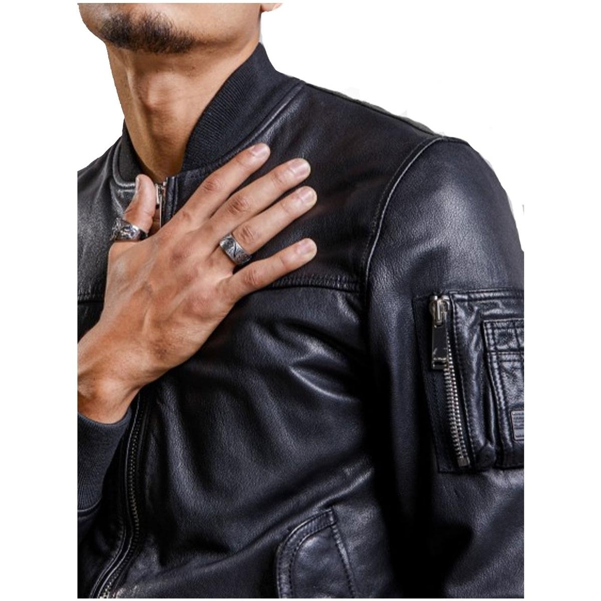 Blouson Bombers en cuir Money ref 51112 Black Redskins pour homme