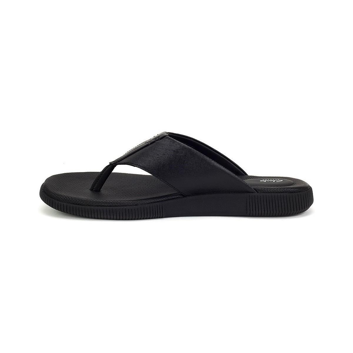 clarks flip flops mens black
