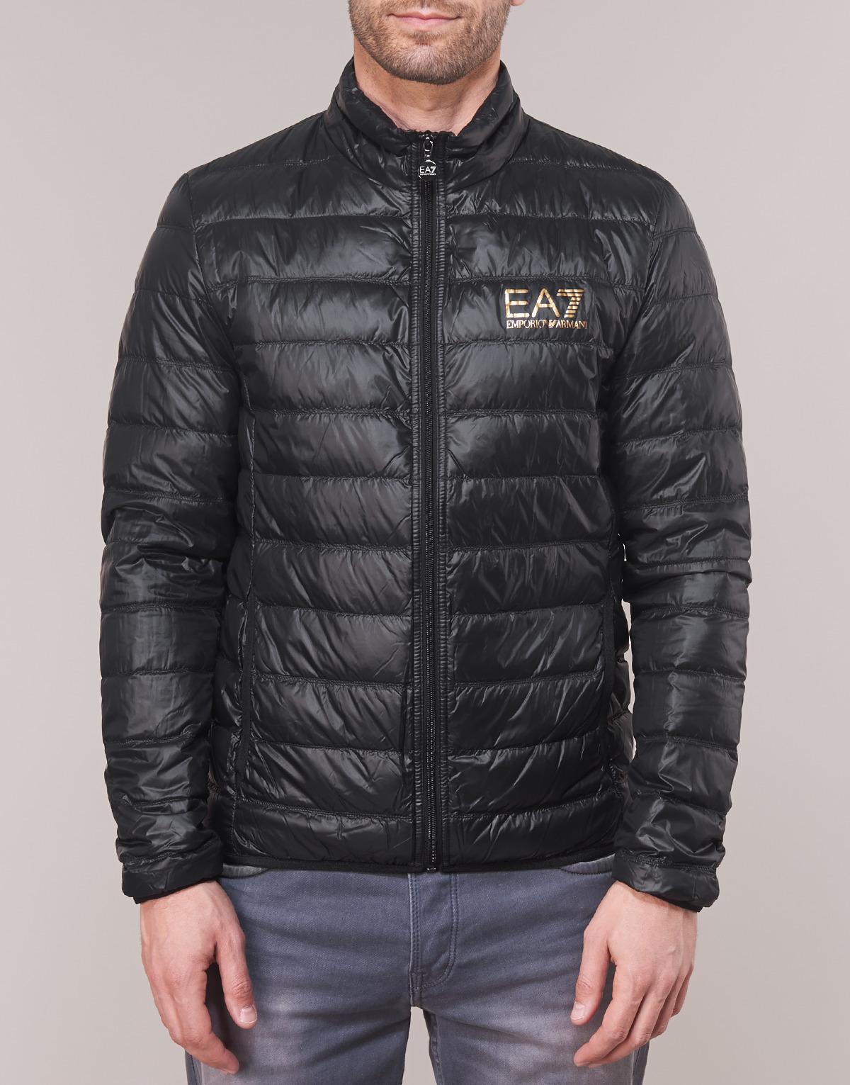EA7 Down Hooded Jacket in Black for Men - Lyst