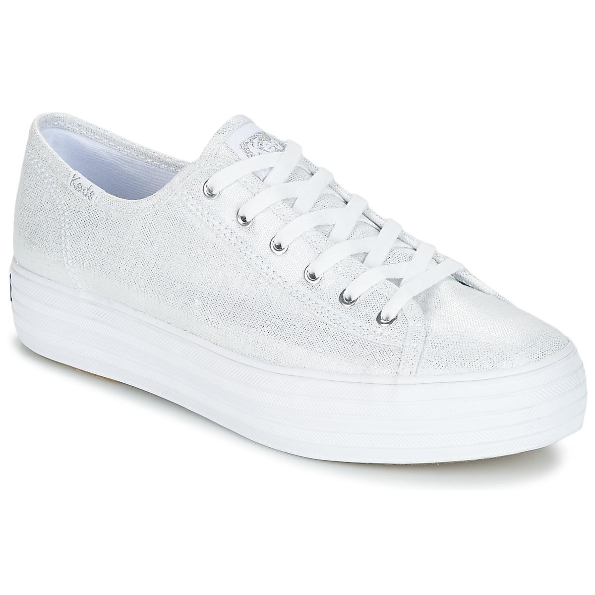 keds triple kick metallic linen silver