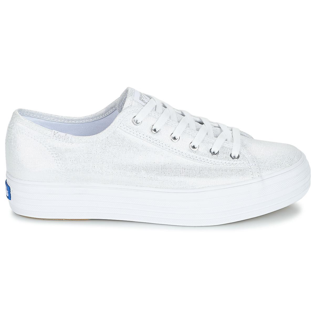 keds triple kick metallic linen silver