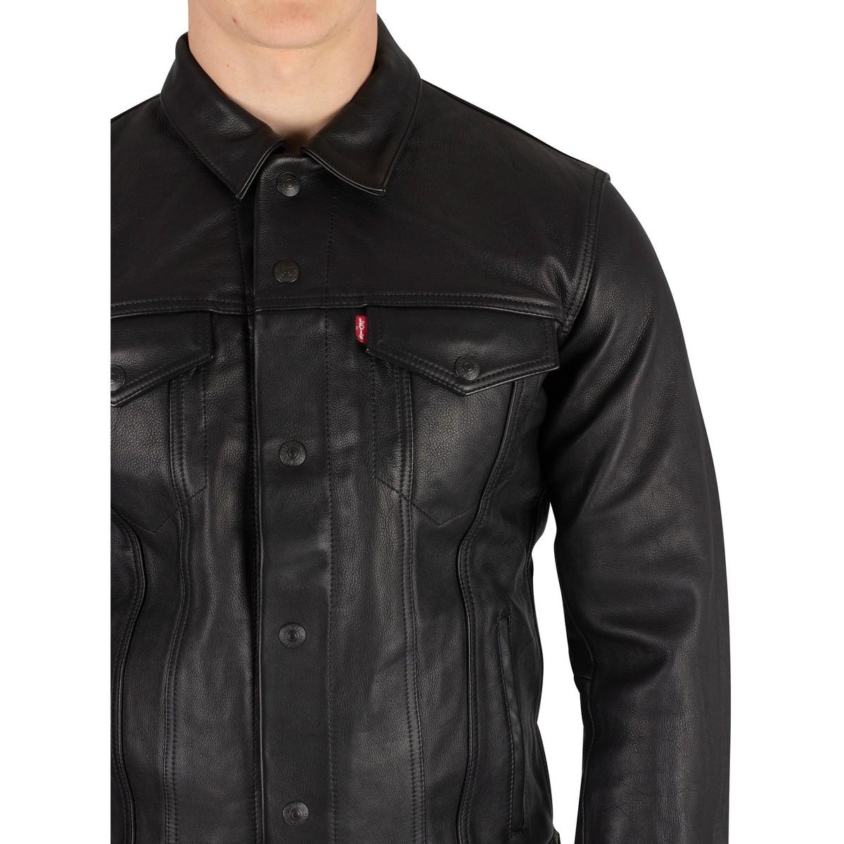 trucker leather jacket mens