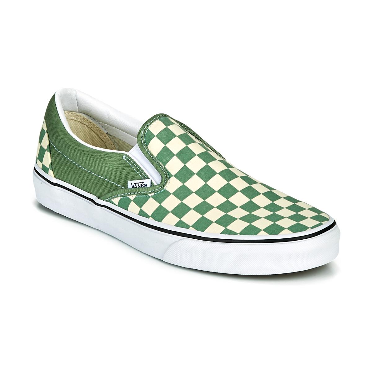 green checkered slip ons