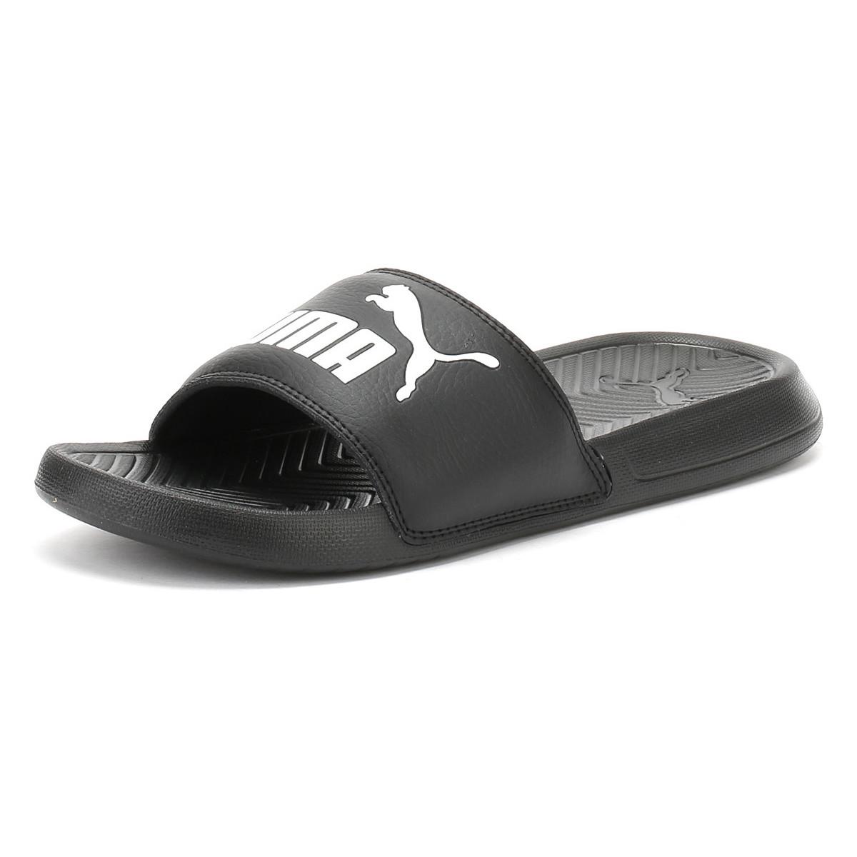 puma black and white slides