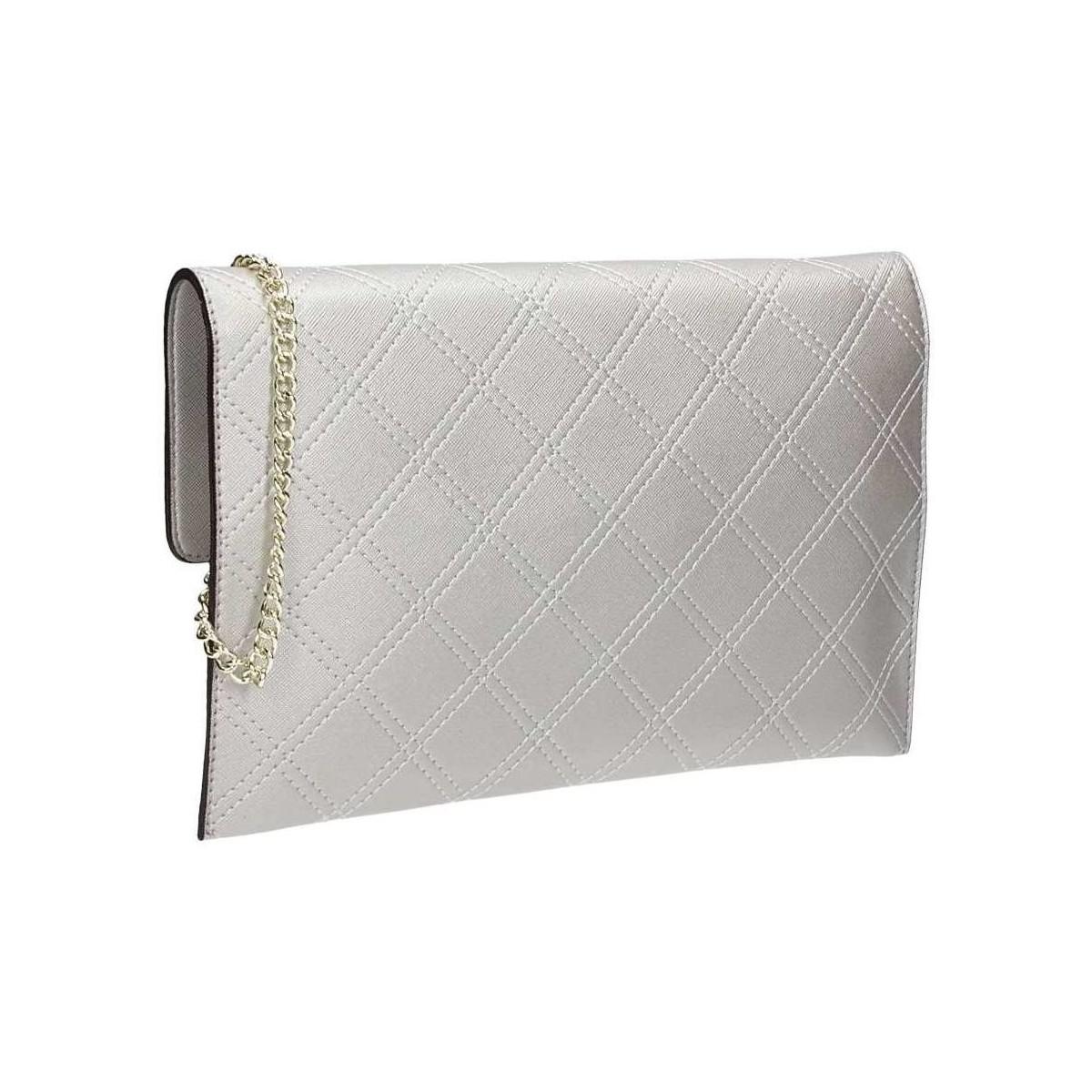 guess silver clutch bag