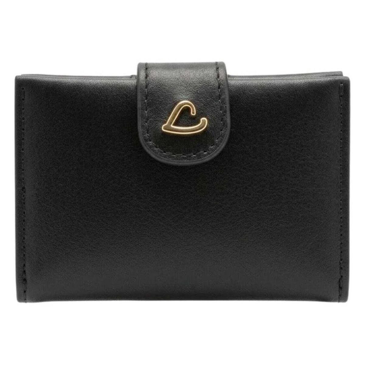 Porte-Monnaie Et Cartes Lancaster En Cuir Noir - Fermoir Coeur - Femme