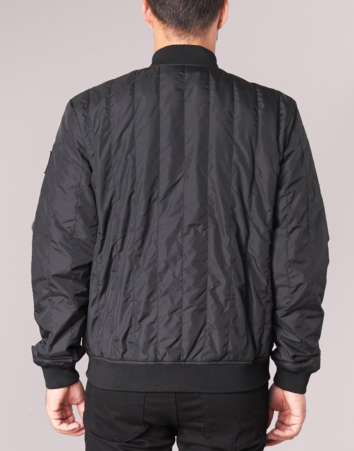 Calvin Klein Denim Double Side Pocket Quilted Bomber Jacket in Black ...