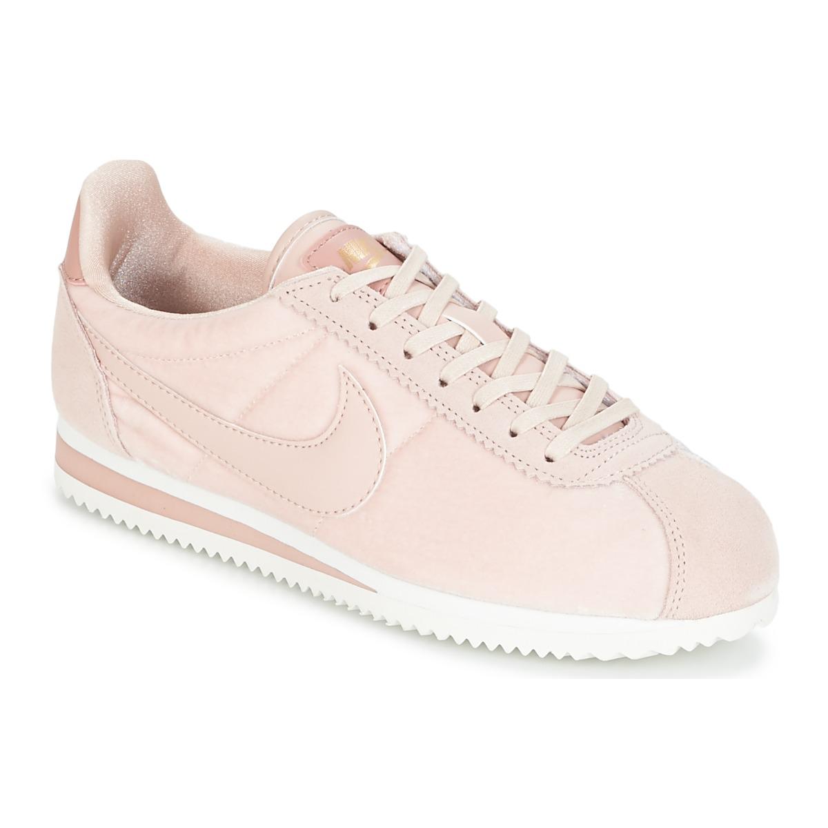 nike pink with swoosh suede cortez trainers