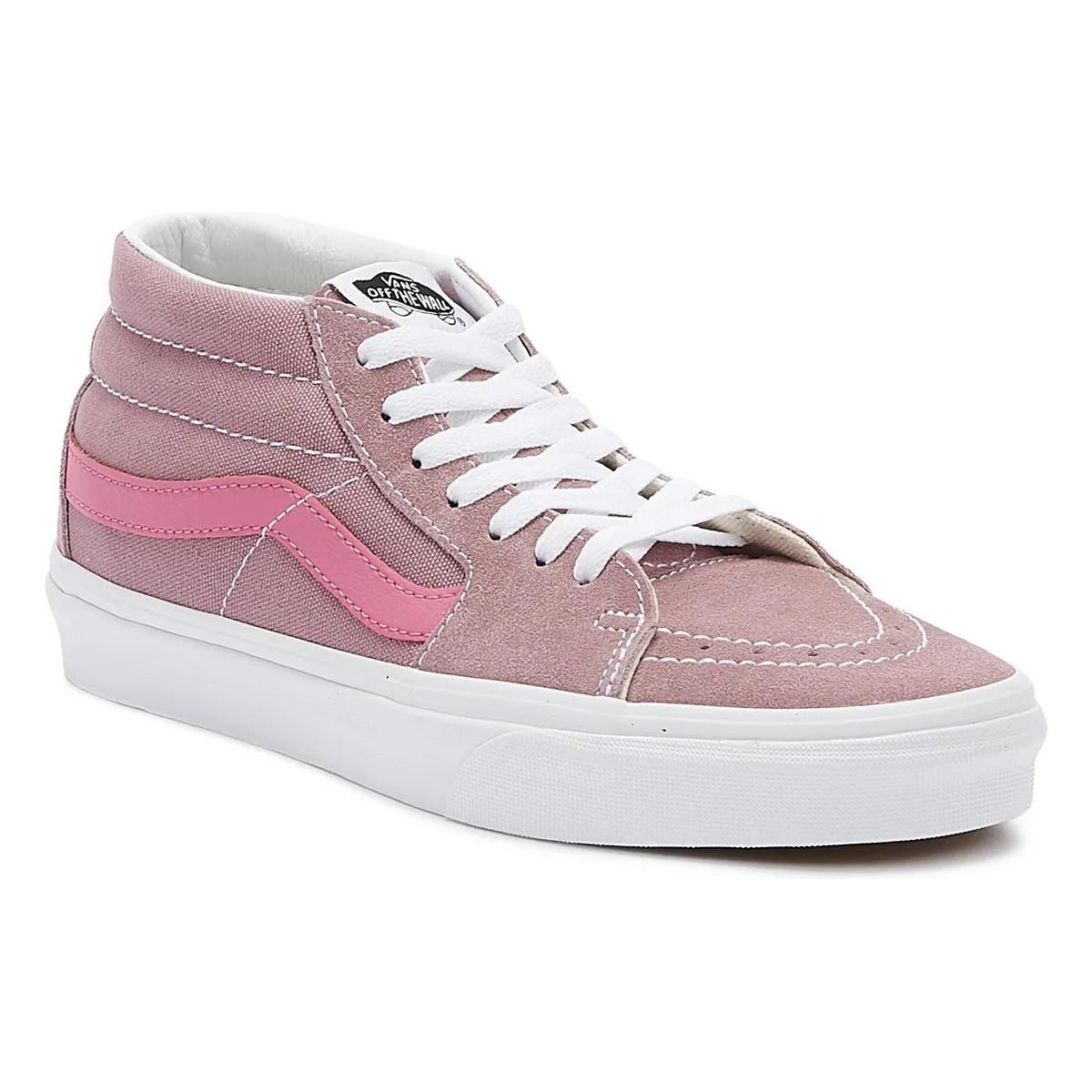 pink mid top vans