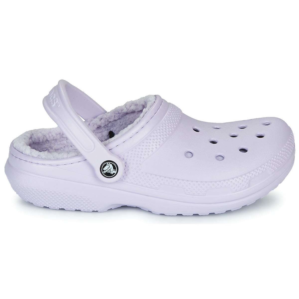 fuzz lined crocs white