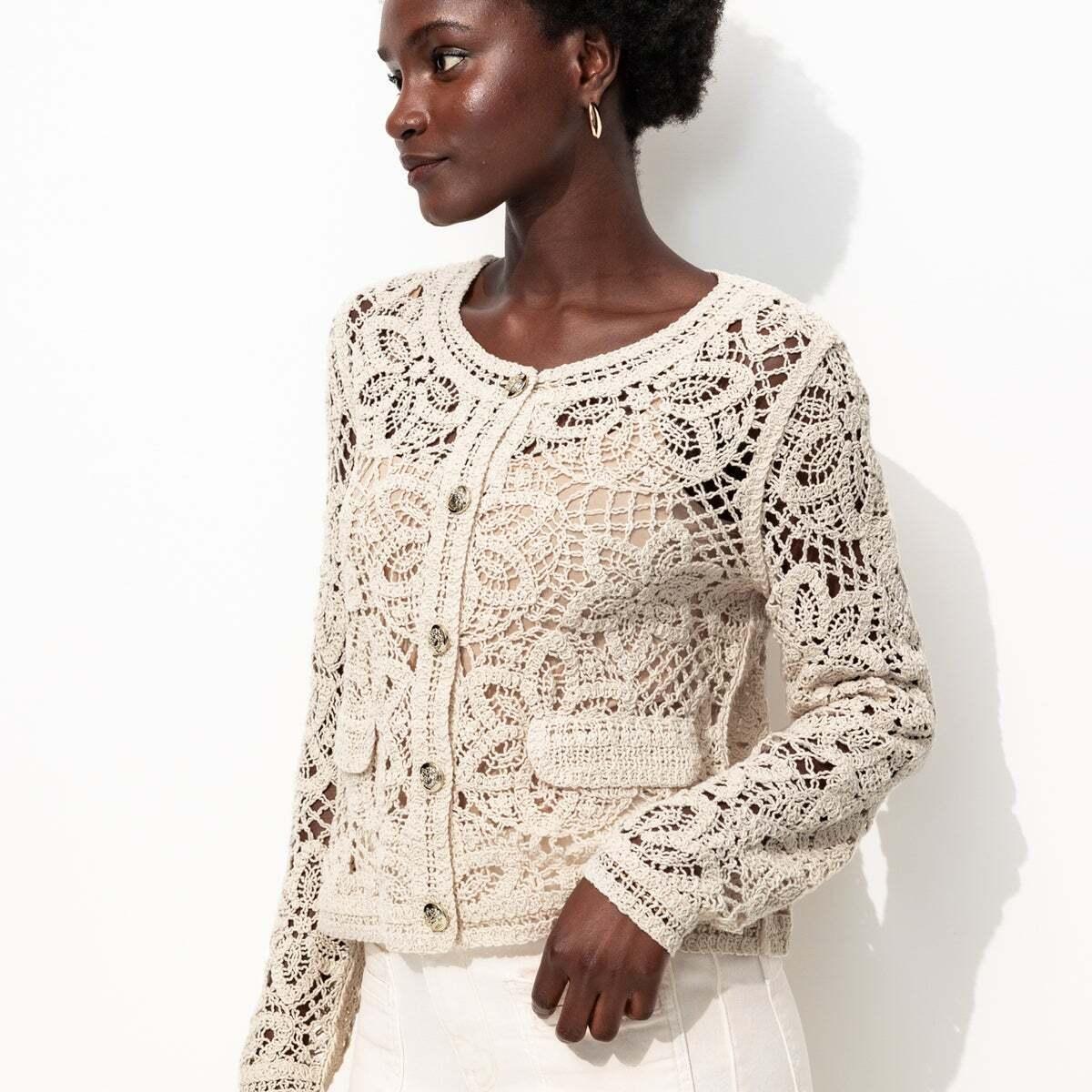 Gilet Cardigan en crochet Promod en coloris Marron Lyst