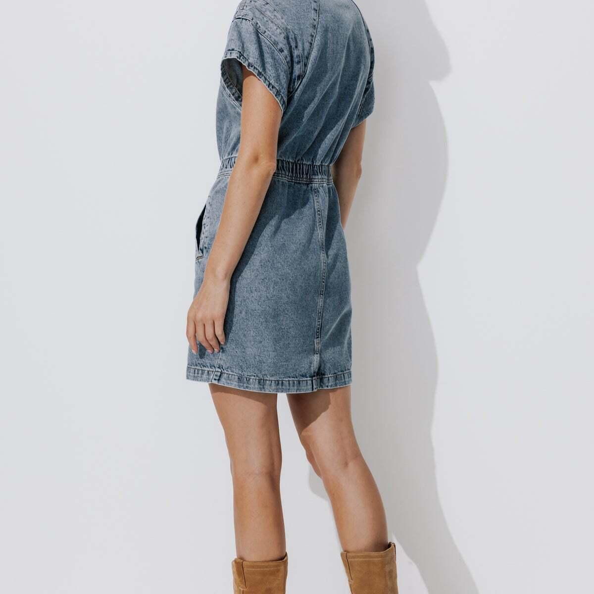 Robe Robe courte en jean Promod en coloris Bleu Lyst