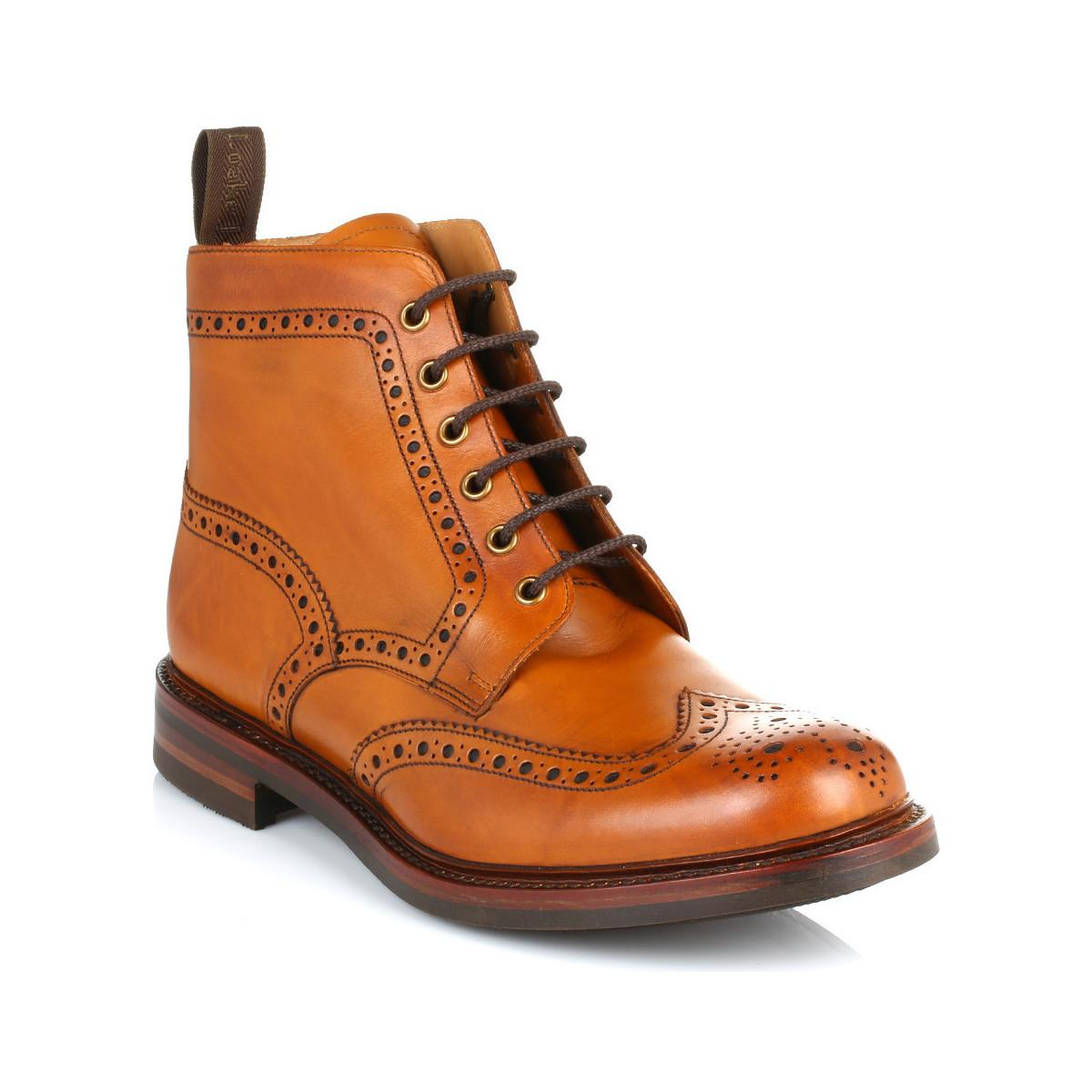 Loake Mens Tan Bedale Leather Brogue Boots Men's High Boots In Brown