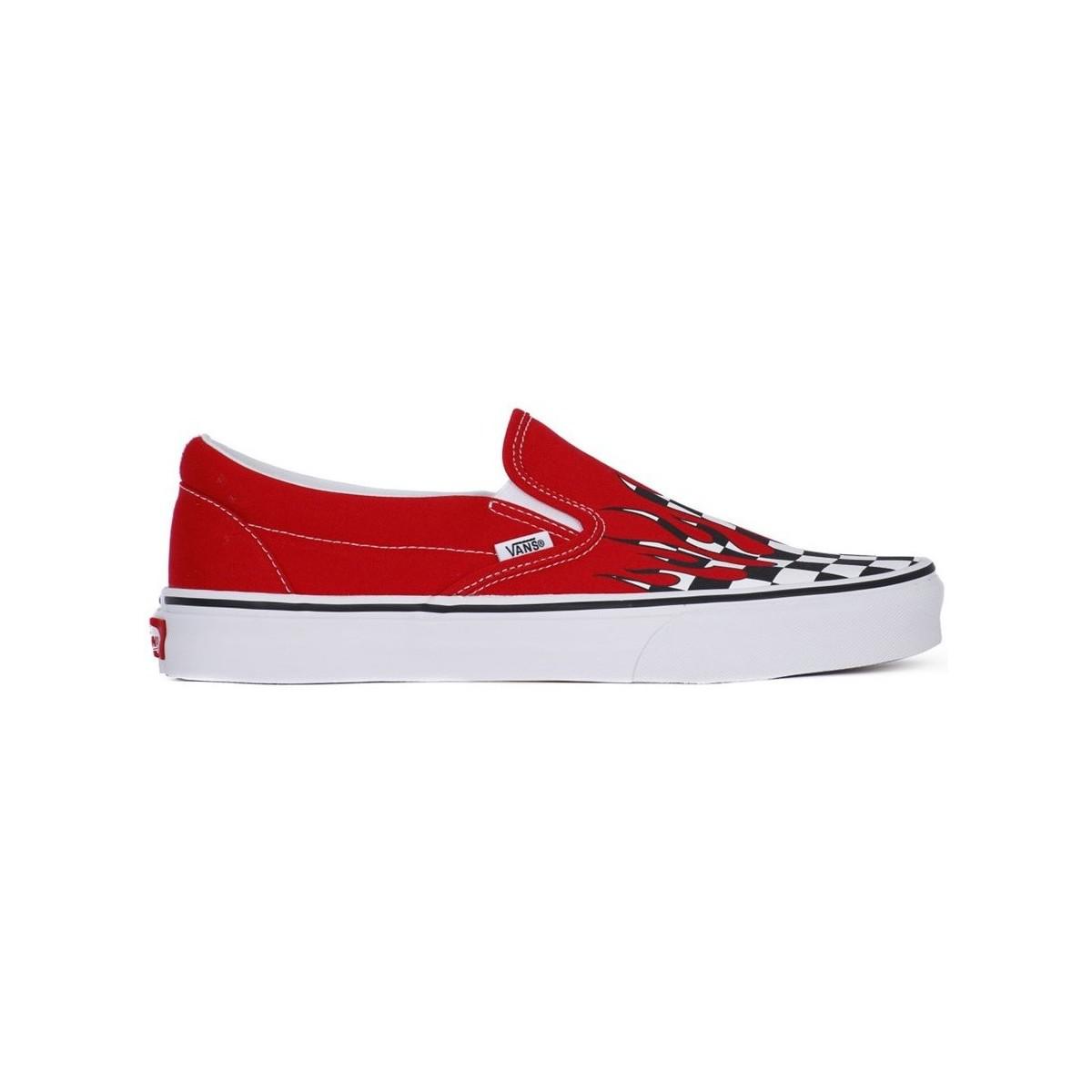 vans slip ons red and white